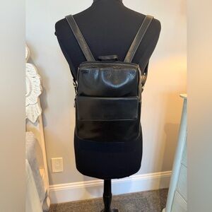 Black Leather Backpack Pearlina